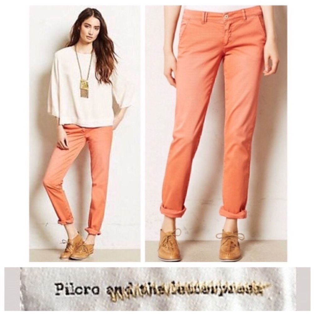 Pilcro and the Letterpress Orange Hyphen Pants Jeans Linen Blend Size 26